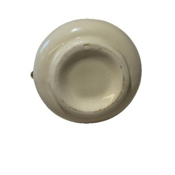 Vintage 1940's Le Pere Pottery Miniature Pitcher White Gold 4 In Tall 4 In Wide - Picture 5 of 7